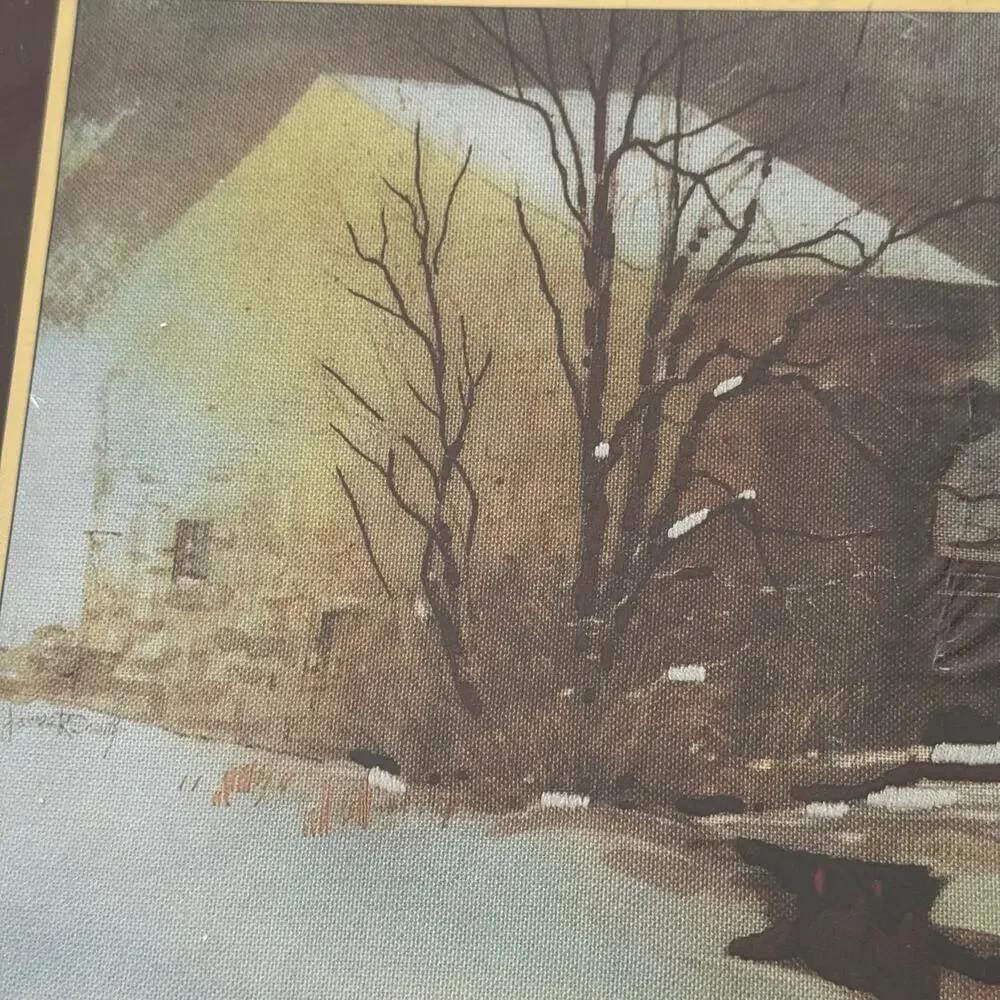 Vintage 1987 Sunset Stitchery 2429 Winter Waterwheel 14x18